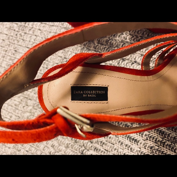 Zara Red Suede Platform Heels - Picture 6 of 7
